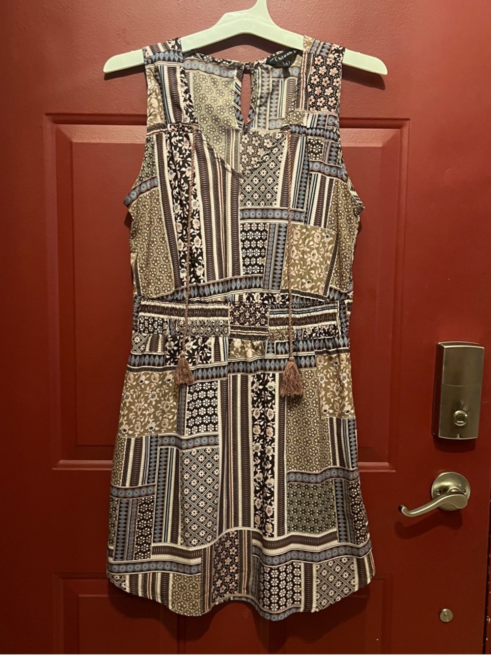 Hint of Blush Women's Patchwork Paisley Sleeveless Dress